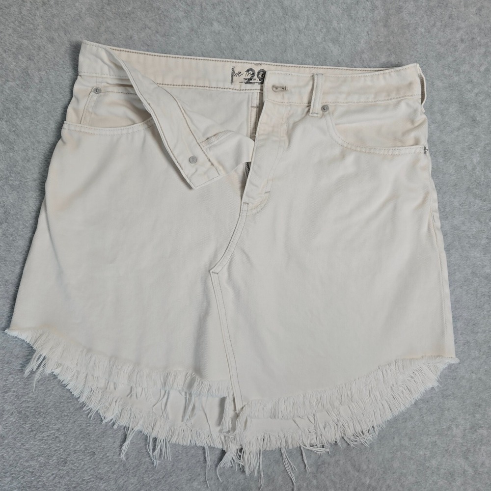 Free People Womens 29 We The Free Bailey Raw Hem Denim Frayed Mini Skirt Ivory